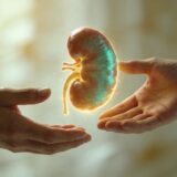 يدان تحتضنان قلبًا متوهجًا يرمز إلى التبرع بالأعضاء والأمل في إنقاذ المرضى.